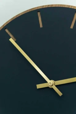 - Vægur - Lys Eg/Sort - Kobber visere - Ø38 cm^Hemverk New