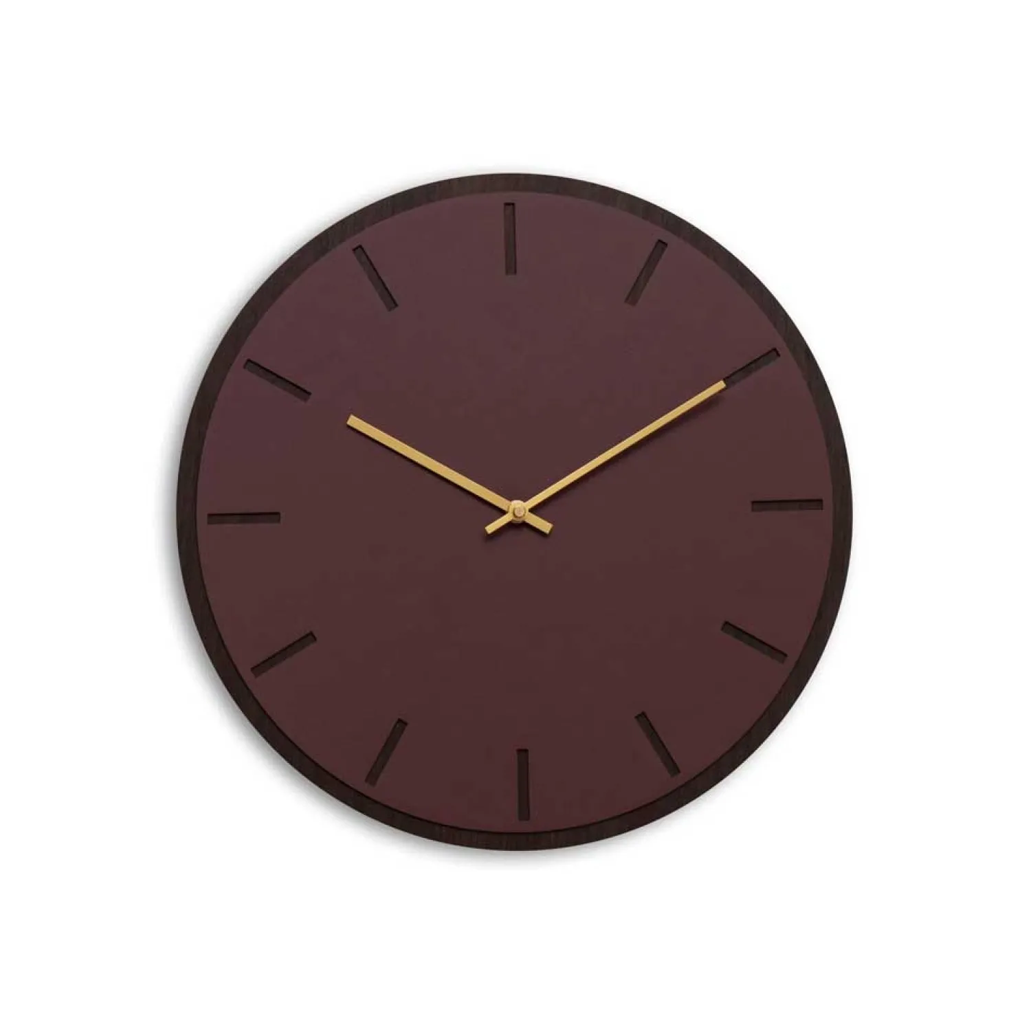 - Vægur - Mørk Eg/Burgundy - Guld visere - Ø38 cm^Hemverk Outlet