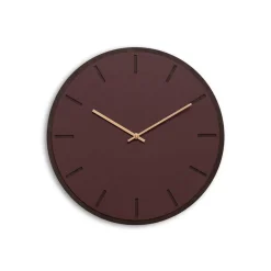 - Vægur - Mørk Eg/Burgundy - Kobber visere - Ø38 cm*Hemverk Discount
