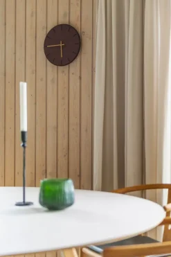 - Vægur - Mørk Eg/Burgundy - Kobber visere - Ø38 cm*Hemverk Discount