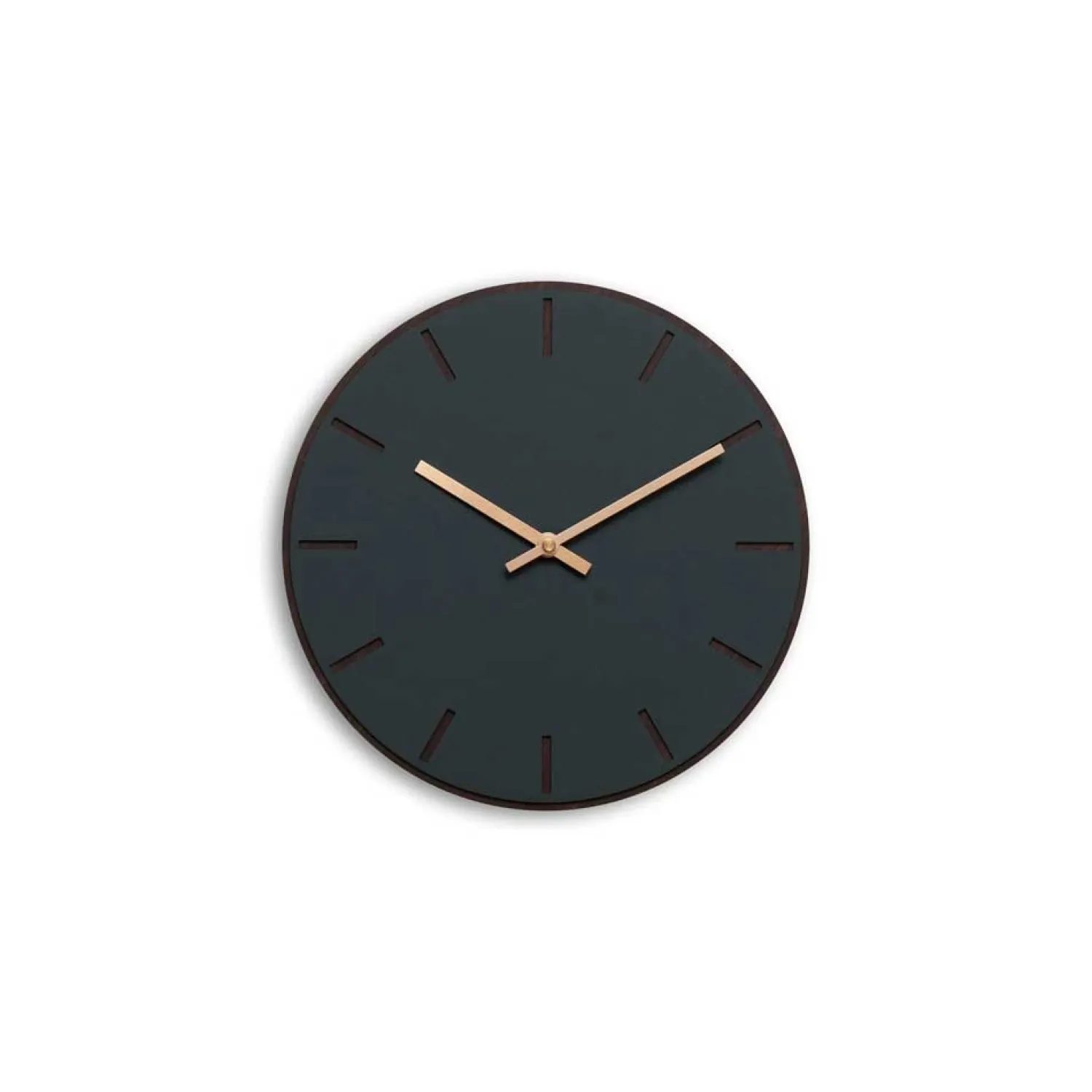 - Vægur - Mørk Eg/Conifer Grøn - Kobber visere - Ø28 cm*Hemverk Clearance