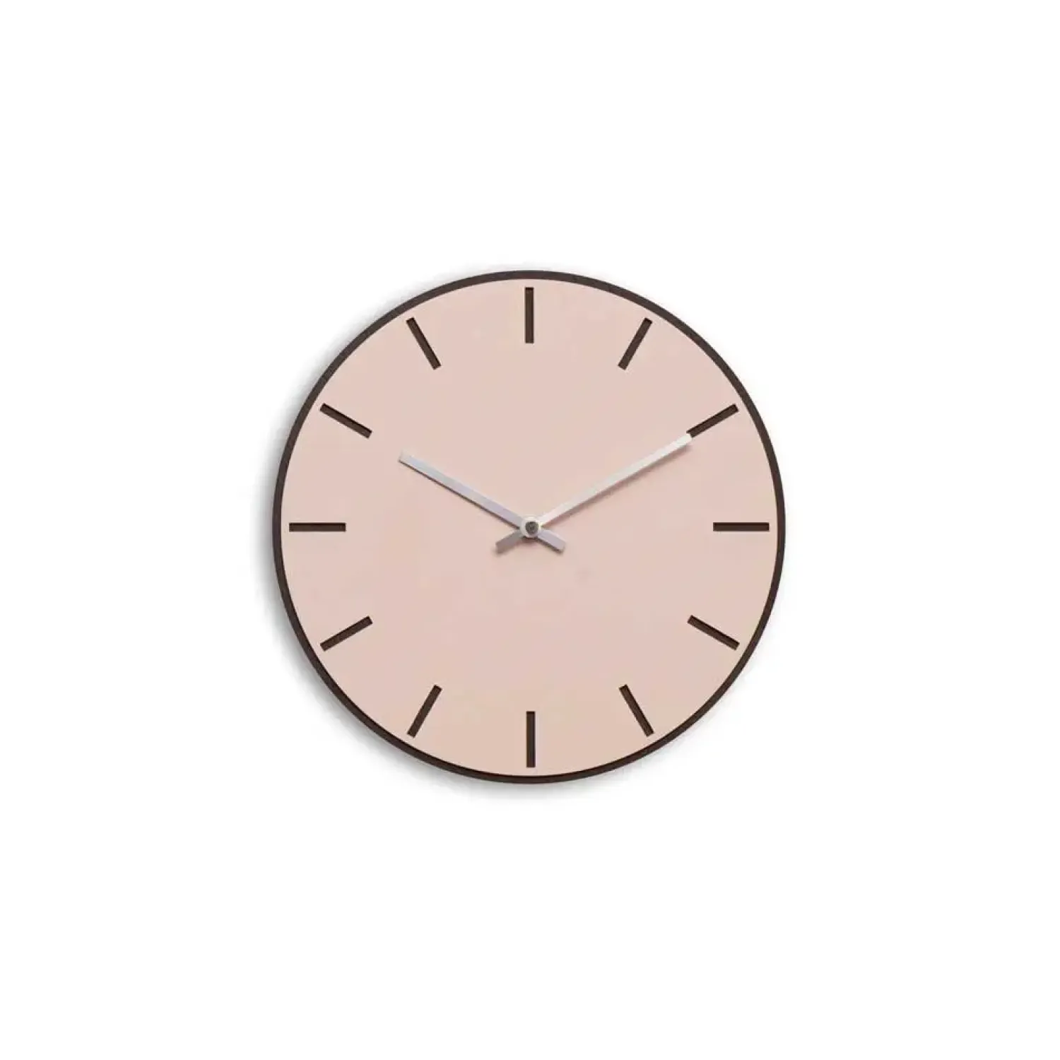 - Vægur - Mørk Eg/Powder Dusty Rose - Sølv visere - Ø28 cm^Hemverk