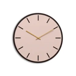 - Vægur - Mørk Eg/Powder Dusty Rose - Guld visere - Ø38 cm*Hemverk New