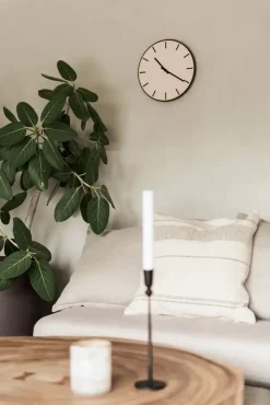 - Vægur - Mørk Eg/Powder Dusty Rose - Kobber visere - Ø38 cm^Hemverk Discount