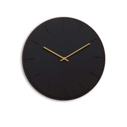 - Vægur - Mørk Eg/Sort - Guld visere - Ø38 cm^Hemverk