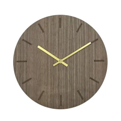 - Vægur - Valnød - Ø38 cm - Guld visere*Hemverk Outlet