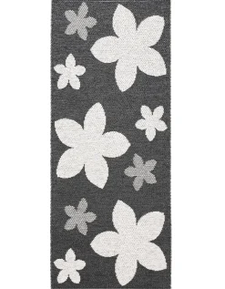 - tæppe - Flower - 70 x 150 cm - sort*Horredsmattan