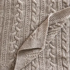 - Tæppe - Knitted Merino Wool Blanket - Lys Brun - 80x100 cm*Jack o Juno