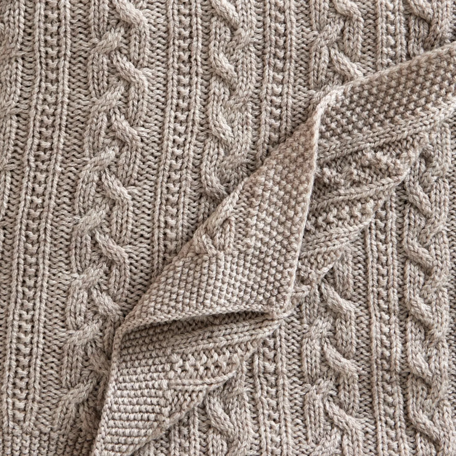 - Tæppe - Knitted Merino Wool Blanket - Lys Brun - 80x100 cm*Jack o Juno