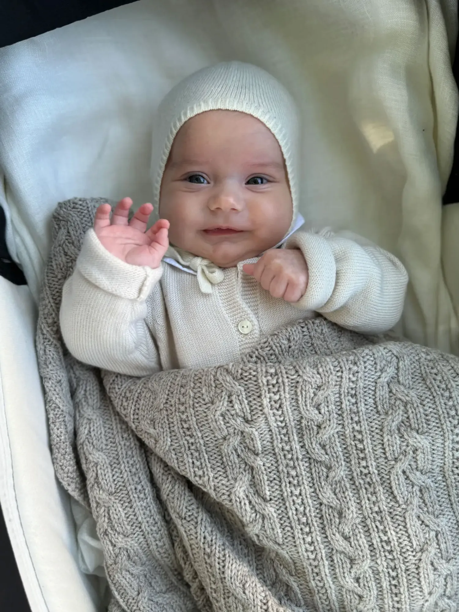 - Tæppe - Knitted Merino Wool Blanket - Lys Brun - 80x100 cm*Jack o Juno