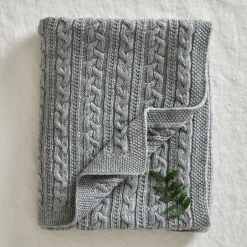 - Tæppe - Knitted Merino Wool Blanket - Lys Grå^Jack o Juno Sale