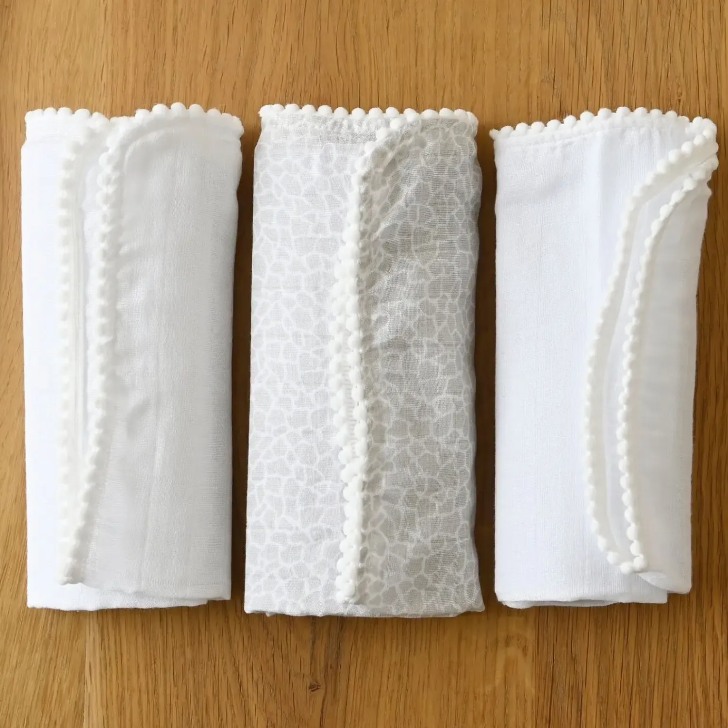 - Tæppe/Klud - Pom Pom Mini Muslin Blankets (3-pack) - Hvid/Grå^Jack o Juno Sale