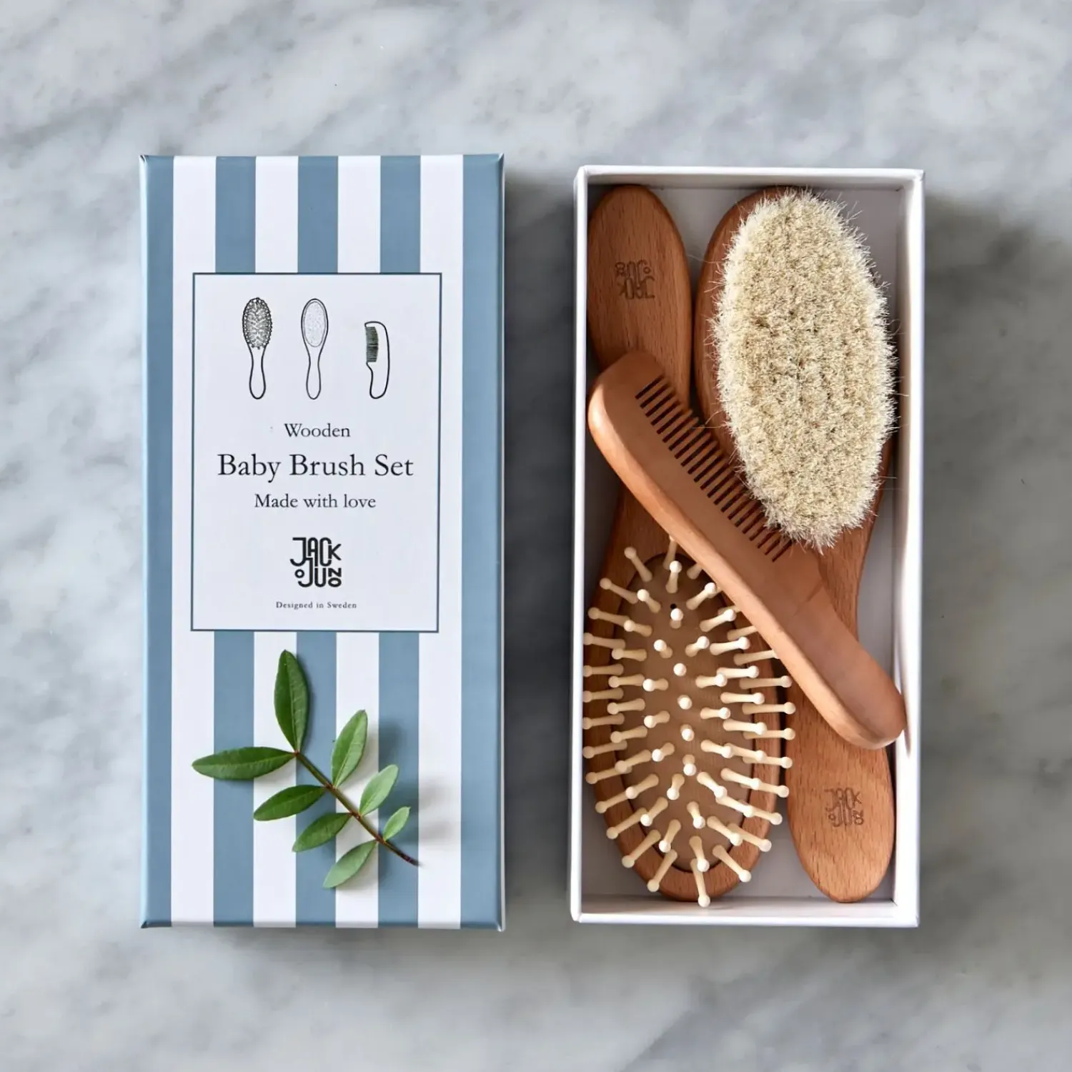 Baby Kam- og Børstesæt - Wooden Hairbrush Set*Jack o Juno Discount