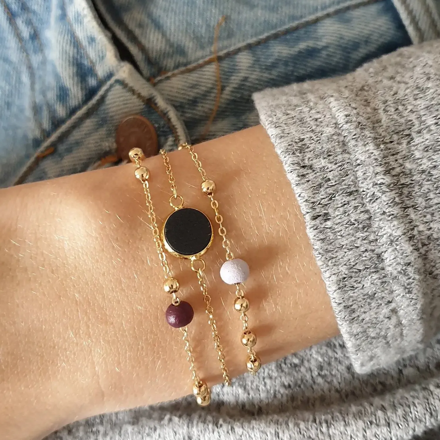 - Armbånd - Optativ - dusty jade vedhæng^Jewelry by Grundled Best