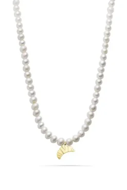 - Croissant Perle Halskæde - Guld*JUKSEREI Online