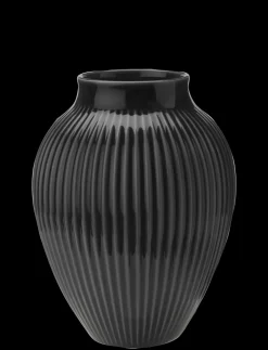 - vase H 20 cm ripple black^Knabstrup Keramik Hot
