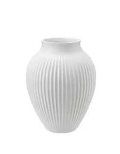 - vase H 20 cm ripple white^Knabstrup Keramik Clearance