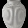 - vase H 27 cm ripple grey^Knabstrup Keramik Outlet