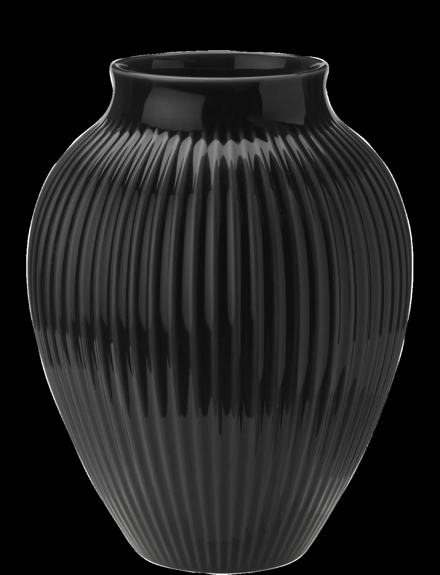 - vase H 27 cm ripple black^Knabstrup Keramik Online