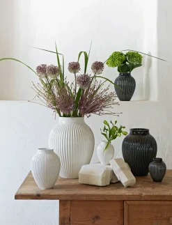 - vase H 12.5 cm ripple white^Knabstrup Keramik