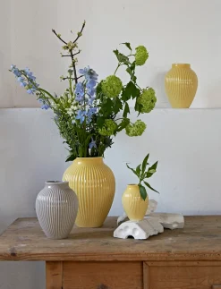 - vase H 27 cm ripple yellow*Knabstrup Keramik Outlet