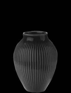 - vase H 12.5 cm ripple black^Knabstrup Keramik Sale