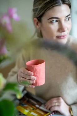 - Krus - Club - Nature Coral / Rød - 250 ml. - Sæt af 4 stk.*Koziol