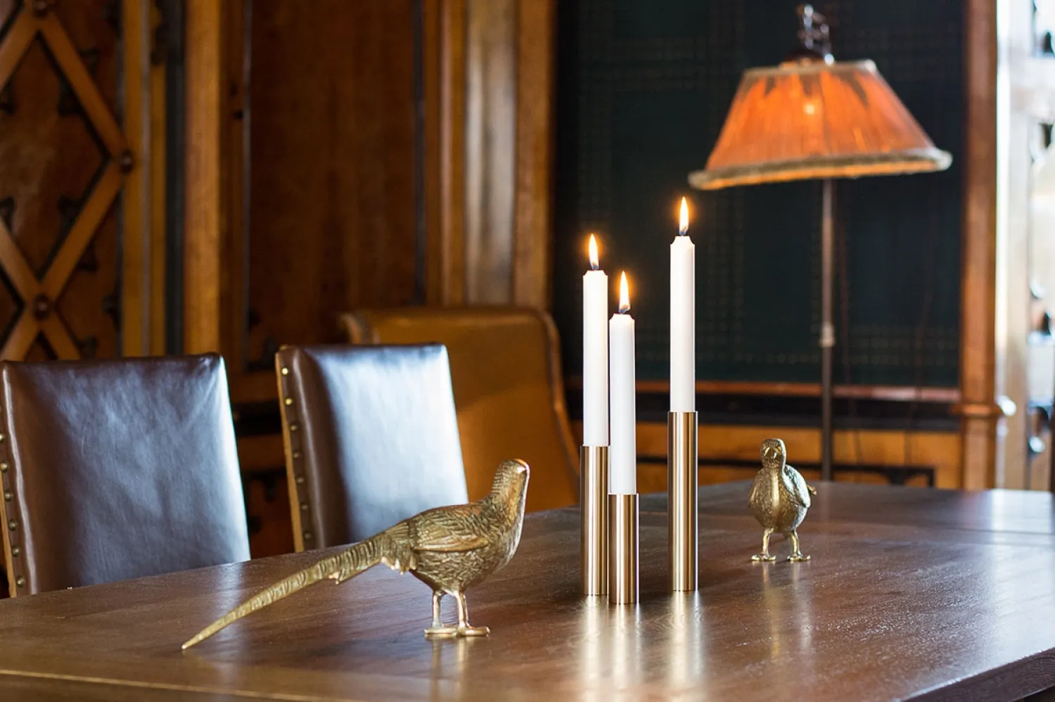 - 3 Lysetager Slim Light i Messing - Højde 10 cm, 14 cm ,17 cm*Kunstindustrien New