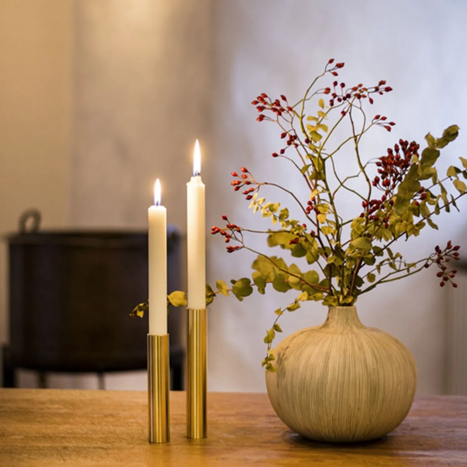 - 3 Lysetager Slim Light i Messing - Højde 10 cm, 14 cm ,17 cm*Kunstindustrien New