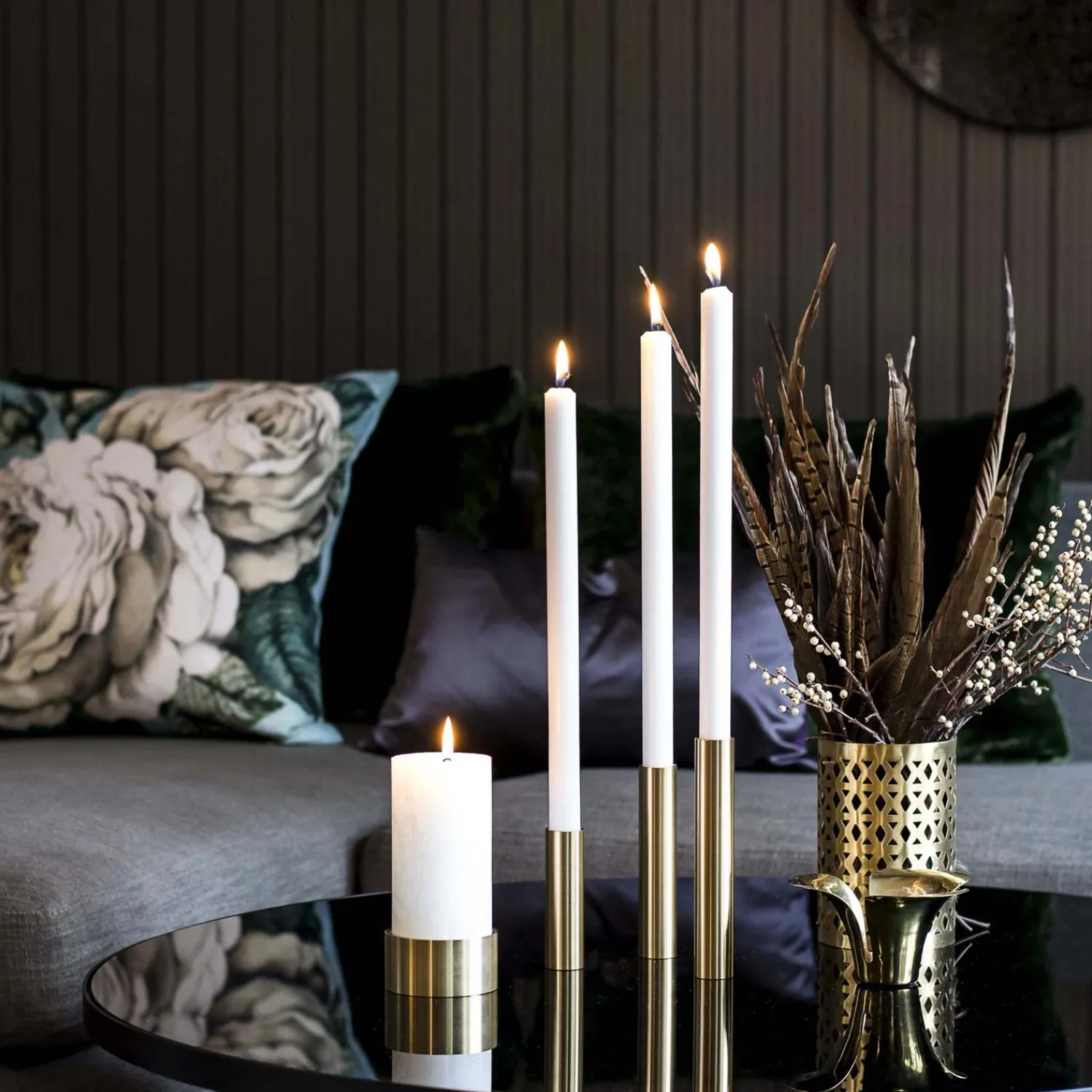 - 3 Lysetager Slim Light i Messing - Højde 10 cm, 14 cm ,17 cm*Kunstindustrien New