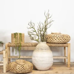 - Træbænk med fletsæde*La Vida Discount