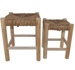 - Træskammel med fletsæde, sæt á 2 str.^La Vida Hot