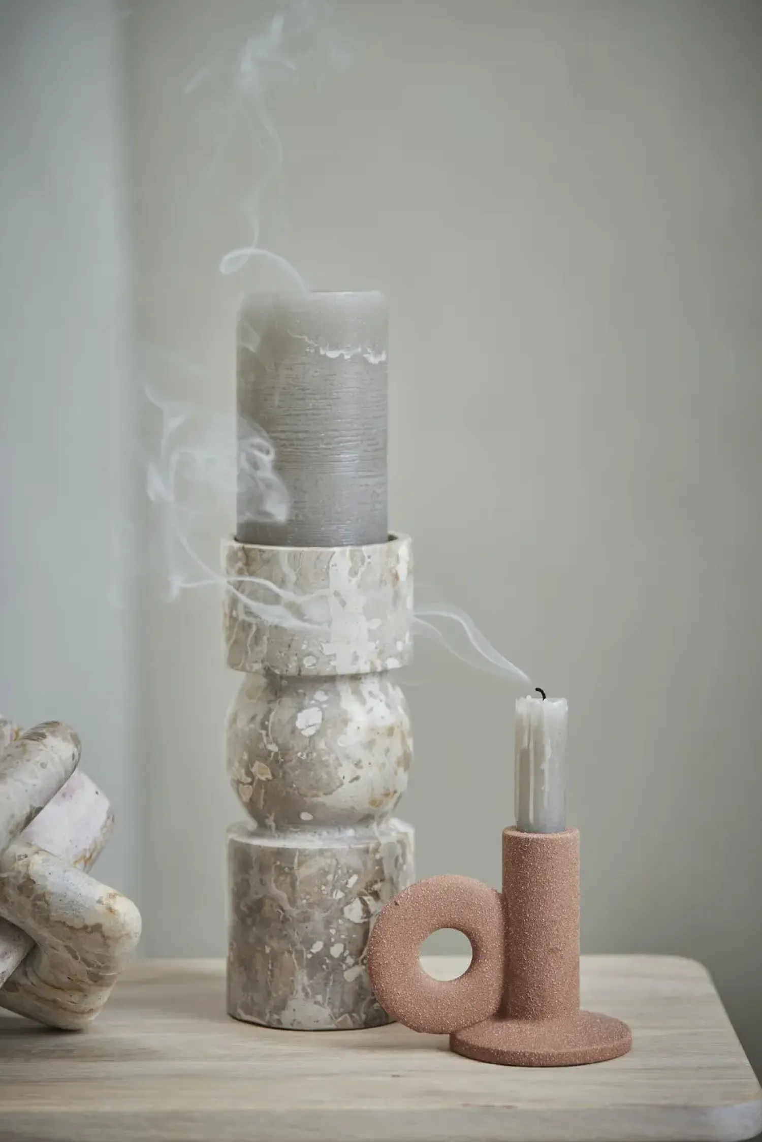 - Ellia Marmor lysestage H23 cm. sand^Lene Bjerre