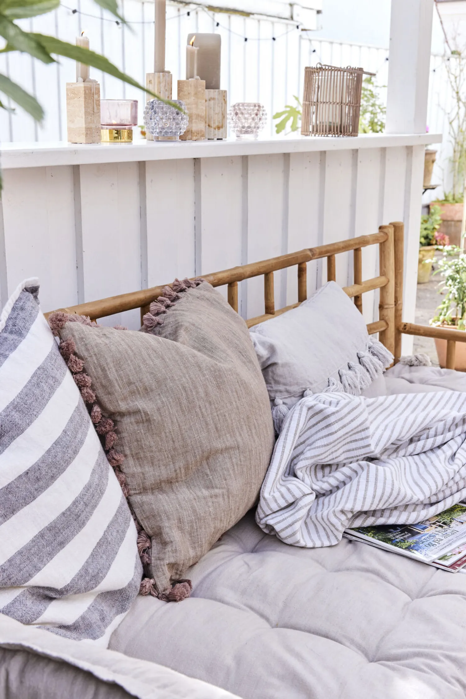 - Olivia plaid 170x130 cm. beige stribet*Lene Bjerre