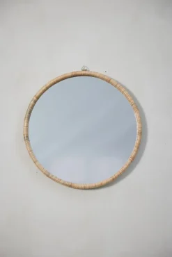 - Riselle rundt spejl Ø60 cm. natur^Lene Bjerre Outlet