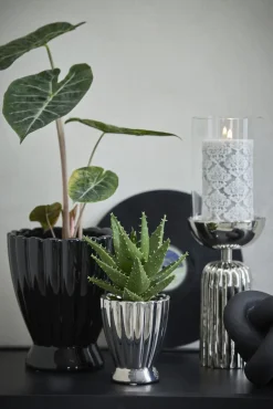 - Sandia stage til bloklys H36,5 cm. sølv^Lene Bjerre Hot