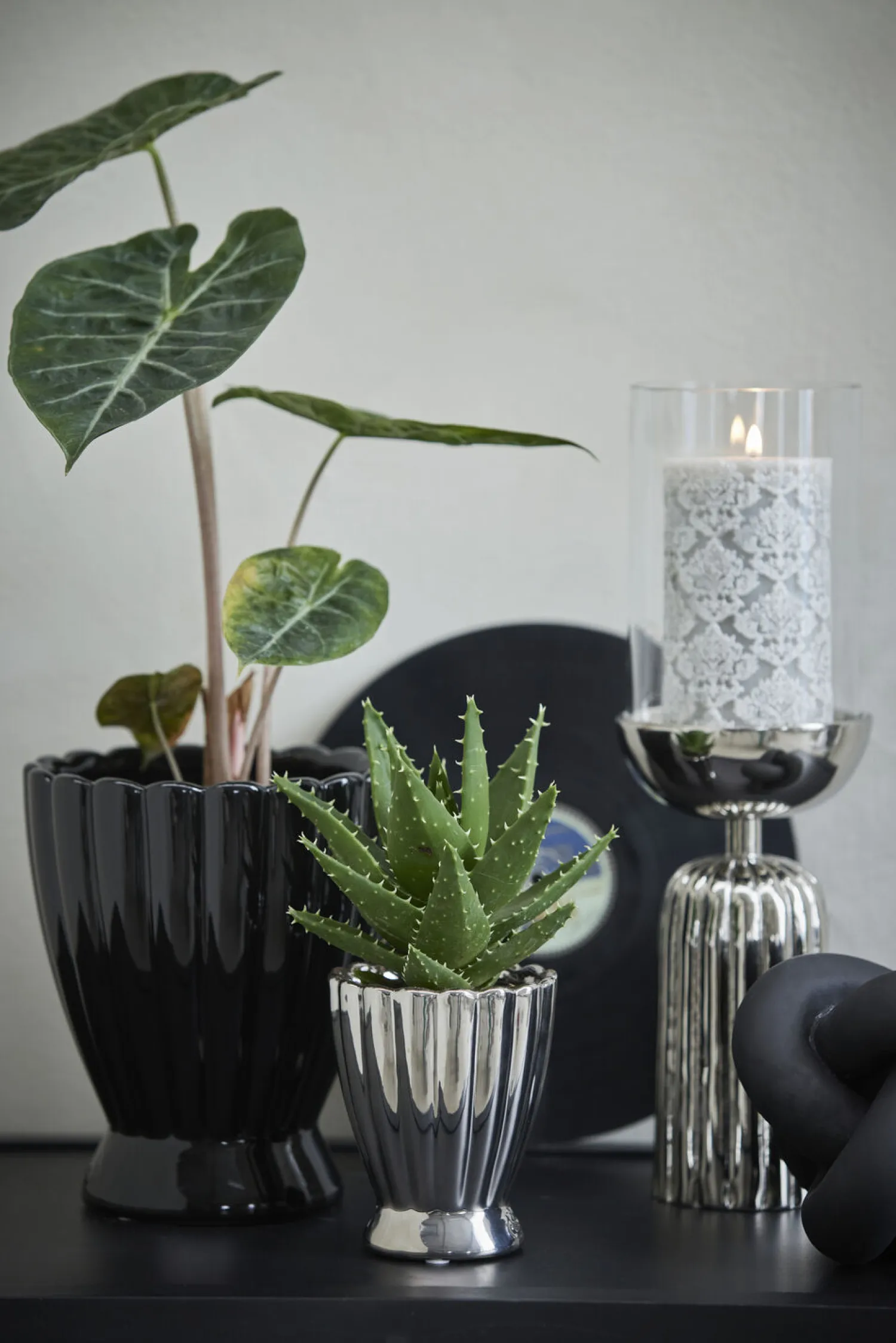 - Sandia stage til bloklys H36,5 cm. sølv^Lene Bjerre Hot