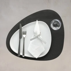- Dækkeserviet - Table mat curve - Core Flecked Anthracite - 37x44 cm*LindDNA Discount