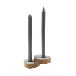 lysestage - Curve candle holder nupo metallic/oak (sæt af 2 stk.)*LindDNA Outlet