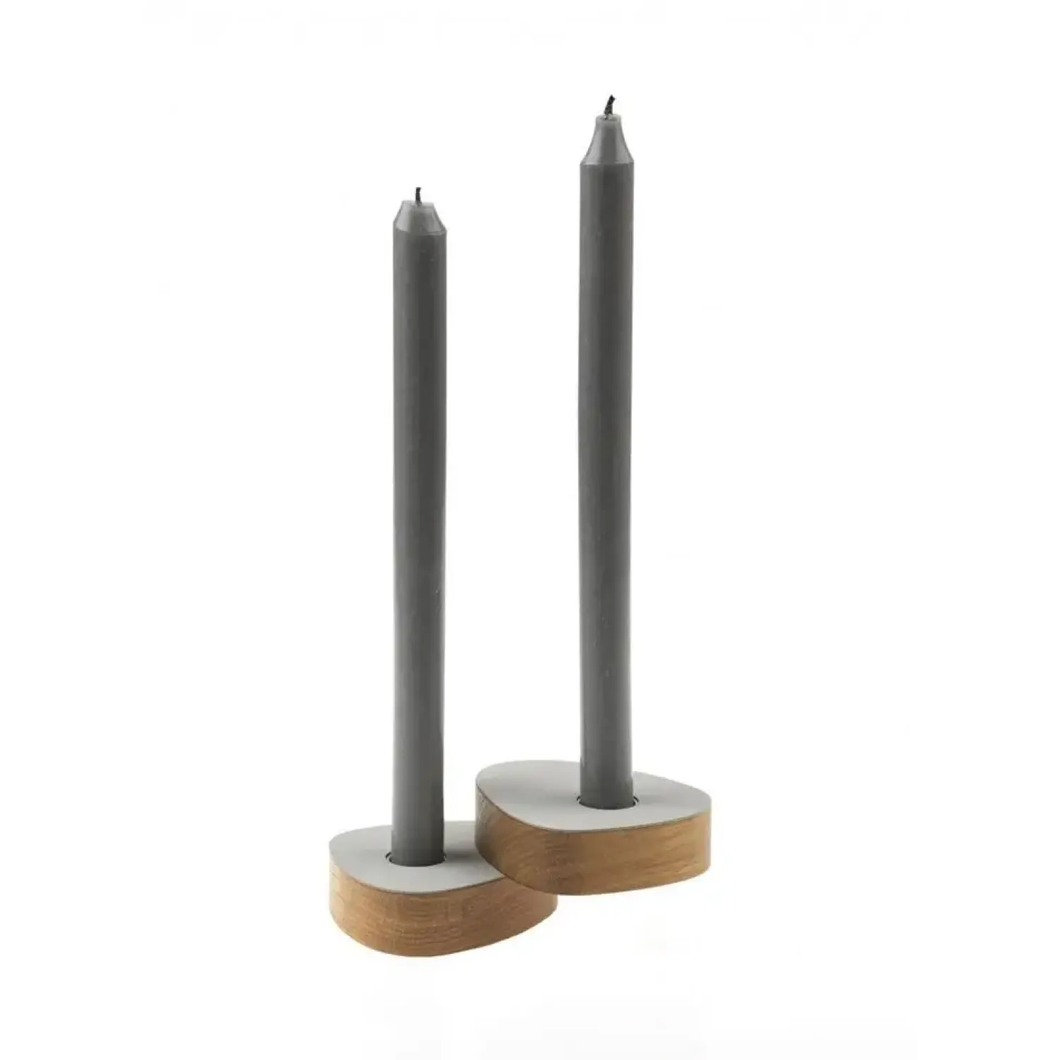 lysestage - Curve candle holder nupo metallic/oak (sæt af 2 stk.)*LindDNA Outlet