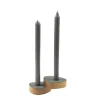 lysestage - Curve candle holder nupo pastel green/oak (sæt af 2 stk.)*LindDNA
