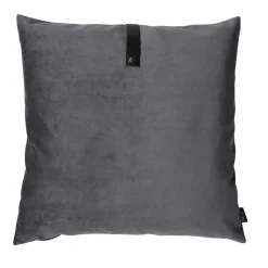 pude - Mørkegrå pude i velour 65 x 65 cm*Louise Smærup Online