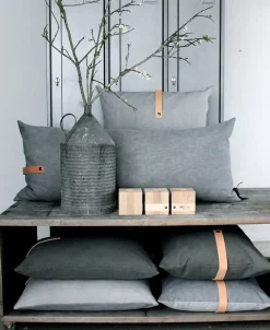 pude - Vendbar pude i grå Canvas 65 x 65 cm*Louise Smærup Outlet