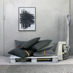 pude - Vendbar pude i grå Canvas 65 x 65 cm*Louise Smærup Outlet