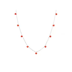 - Halskæde - Love U - Sølv/Lipstick Red*LULU Copenhagen