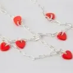 - Halskæde - Love U - Sølv/Lipstick Red*LULU Copenhagen