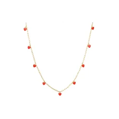 - Halskæde - Love U - Guld/Lipstick Red^LULU Copenhagen Online