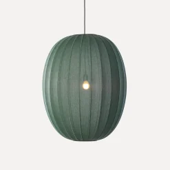 - Pendellampe - Knit-Wit 65 High Oval Pendant - Tweed Green*Made by Hand New