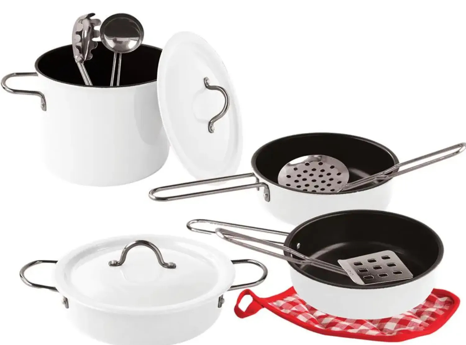 - Grydesæt i hvidt emalje m. 11 dele*Magni Outlet