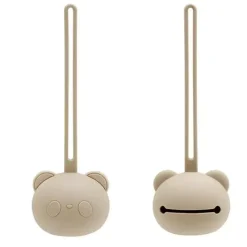 - Sutteholder i LFGB silikone med bamsemotiv, beige^Magni New
